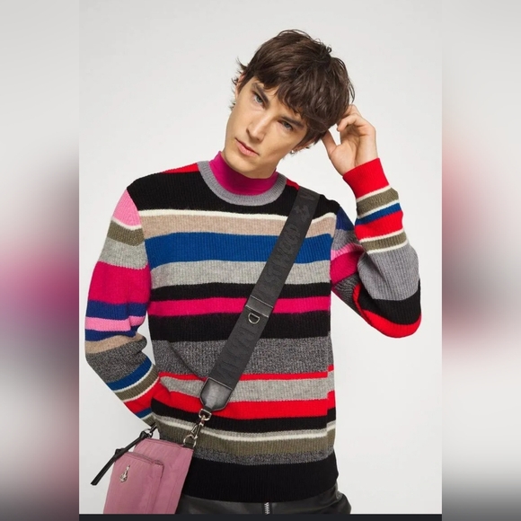 NWOT THE KOOPLES Multicolored Striped Wool Blend Crew-neck Ribbed Sweater Size M - Picture 9 of 15